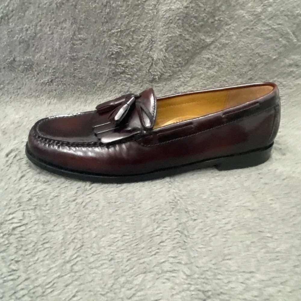 Cole Haan Mens Loafers C02692 Burgundy Leather Kiltie Tassel Dress Shoes 10.5D